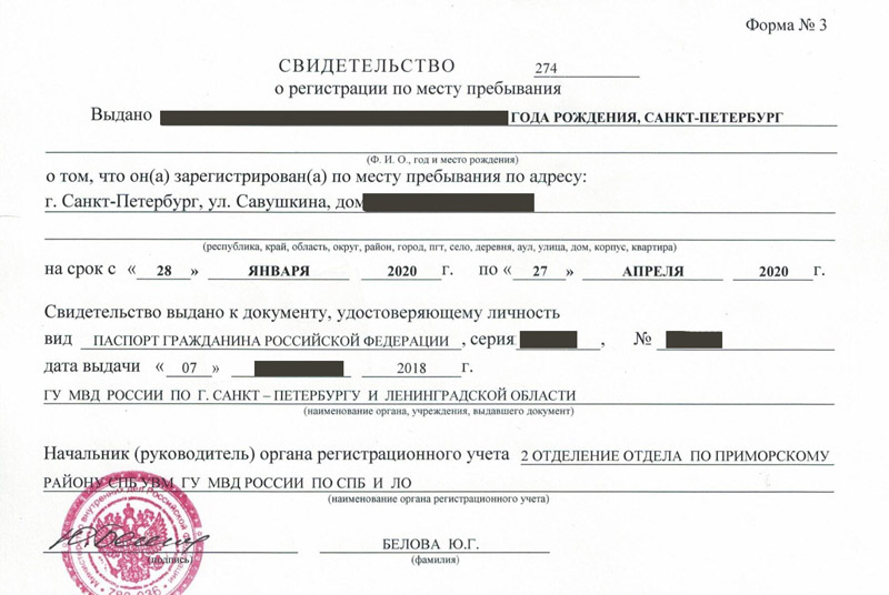 временная регистрация в Малой Вишере